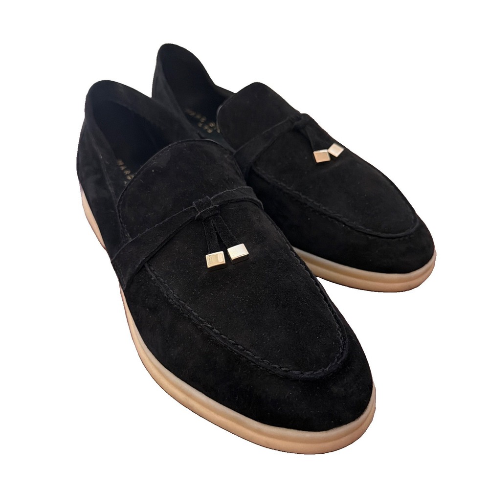 Marc Fisher LTD Yanelli Loafers Womens 8.5 Black Suede Leather Tassel Slip On